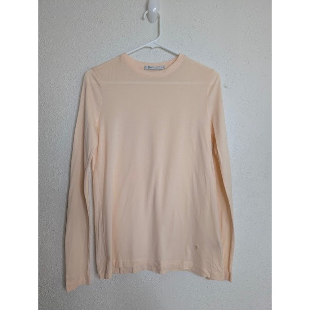 Alexander Wang Women Long Sleeve Top XS Peach Basic Lightweight Tee Shirt Luxury
